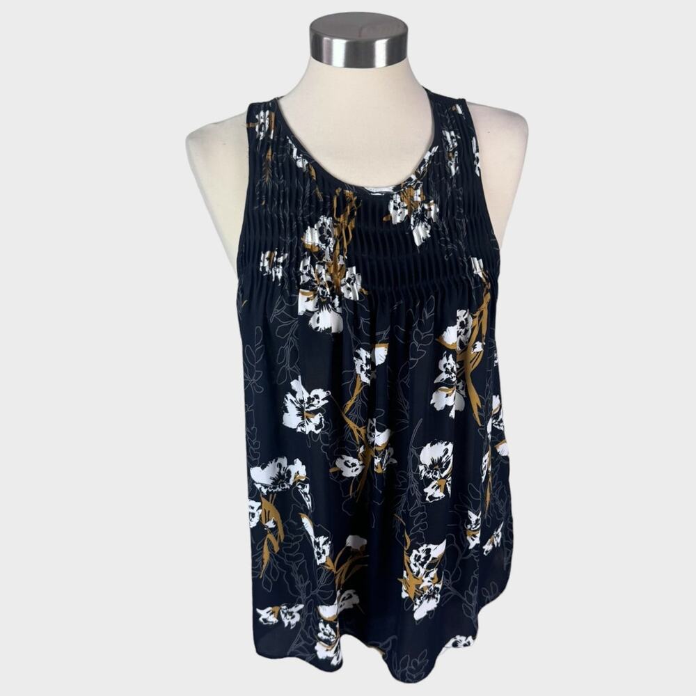Mossimo Medium Polyester Black Floral Sleeveless Blouse